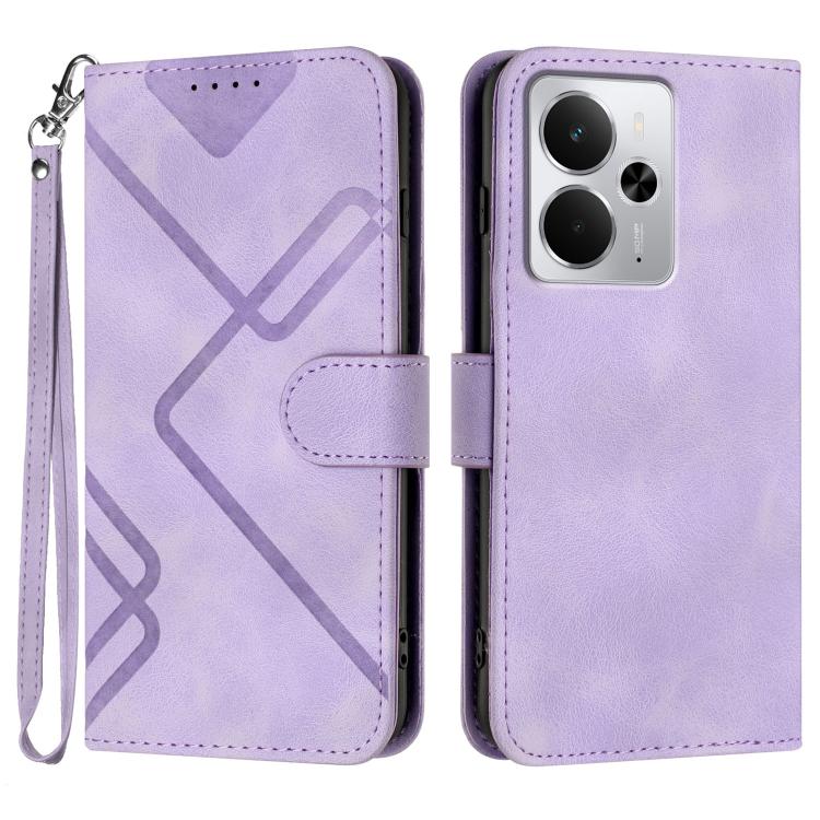 Line Pattern Skin Feel Leather Phone Case, For Realme 16T 5G, For Realme C100 4G, For Realme 15x 5G India / Realme C85 5G, For Realme P4 Pro 5G, For Realme P4 5G, For Realme 15T 5G, For Realme C71 India, For Realme 15 5G / Realme 15 Pro 5G             ...