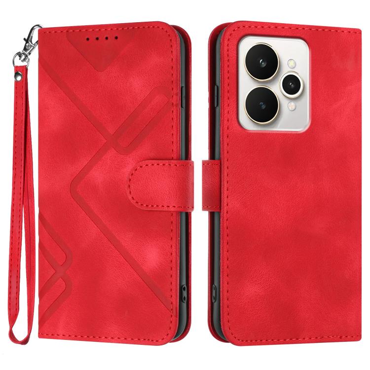 Line Pattern Skin Feel Leather Phone Case, For Realme 16T 5G, For Realme C100 4G, For Realme 15x 5G India / Realme C85 5G, For Realme P4 Pro 5G, For Realme P4 5G, For Realme 15T 5G, For Realme C71 India, For Realme 15 5G / Realme 15 Pro 5G             ...