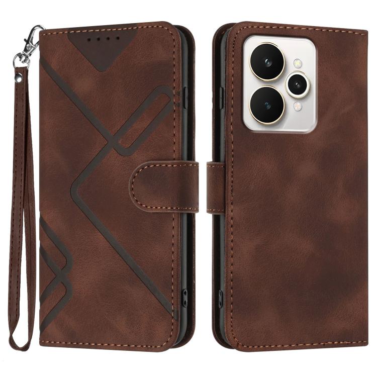 Line Pattern Skin Feel Leather Phone Case, For Realme 16T 5G, For Realme C100 4G, For Realme 15x 5G India / Realme C85 5G, For Realme P4 Pro 5G, For Realme P4 5G, For Realme 15T 5G, For Realme C71 India, For Realme 15 5G / Realme 15 Pro 5G             ...