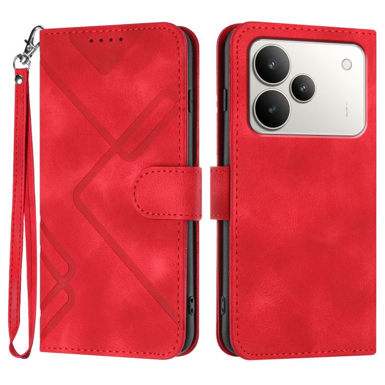 Line Pattern Skin Feel Leather Phone Case, For Realme 16T 5G, For Realme C100 4G, For Realme 15x 5G India / Realme C85 5G, For Realme P4 Pro 5G, For Realme P4 5G, For Realme 15T 5G, For Realme C71 India, For Realme 15 5G / Realme 15 Pro 5G             ...