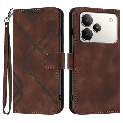 Line Pattern Skin Feel Leather Phone Case, For Realme 16T 5G, For Realme C100 4G, For Realme 15x 5G India / Realme C85 5G, For Realme P4 Pro 5G, For Realme P4 5G, For Realme 15T 5G, For Realme C71 India, For Realme 15 5G / Realme 15 Pro 5G             ...