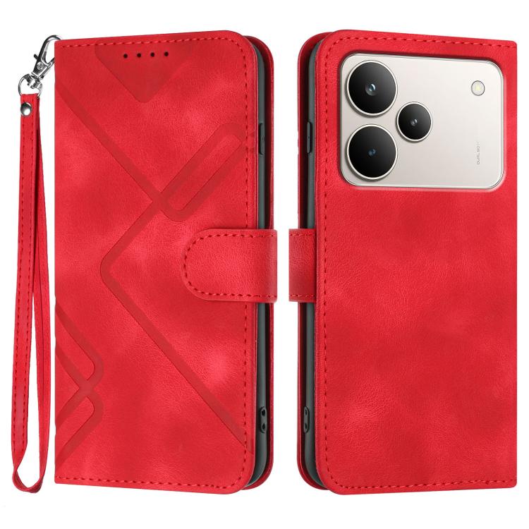 Line Pattern Skin Feel Leather Phone Case, For Realme 16T 5G, For Realme C100 4G, For Realme 15x 5G India / Realme C85 5G, For Realme P4 Pro 5G, For Realme P4 5G, For Realme 15T 5G, For Realme C71 India, For Realme 15 5G / Realme 15 Pro 5G             ...