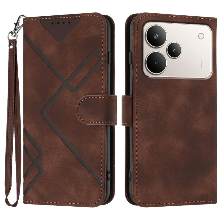Line Pattern Skin Feel Leather Phone Case, For Realme 16T 5G, For Realme C100 4G, For Realme 15x 5G India / Realme C85 5G, For Realme P4 Pro 5G, For Realme P4 5G, For Realme 15T 5G, For Realme C71 India, For Realme 15 5G / Realme 15 Pro 5G             ...