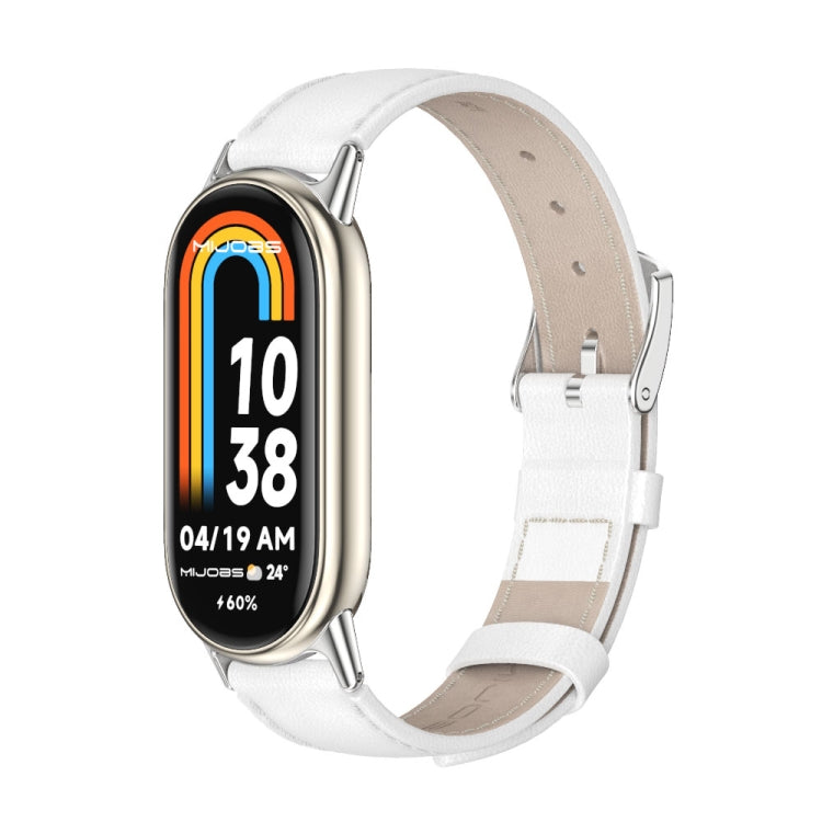 Mijobs Genuine Leather Watch Band, For Xiaomi Smart Band 11 / 10 / 9 / 8