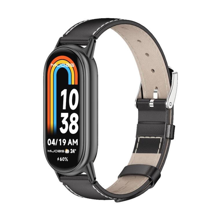 Mijobs Genuine Leather Watch Band, For Xiaomi Smart Band 11 / 10 / 9 / 8