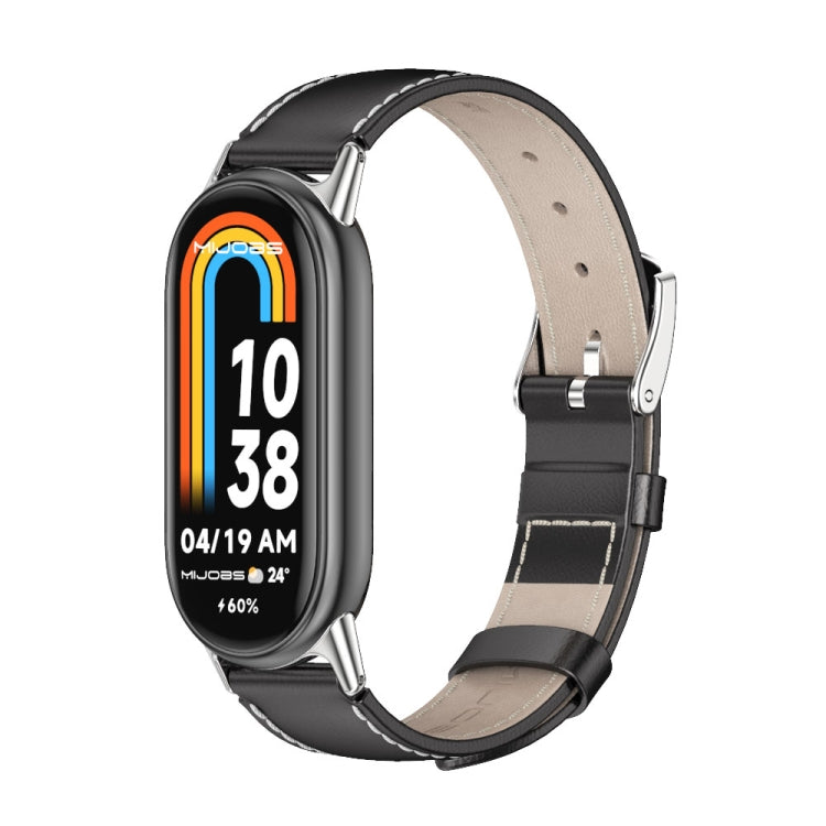 Mijobs Genuine Leather Watch Band, For Xiaomi Smart Band 11 / 10 / 9 / 8