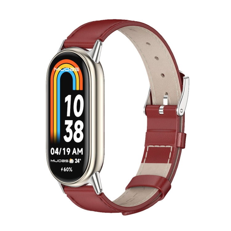 Mijobs Genuine Leather Watch Band, For Xiaomi Smart Band 11 / 10 / 9 / 8