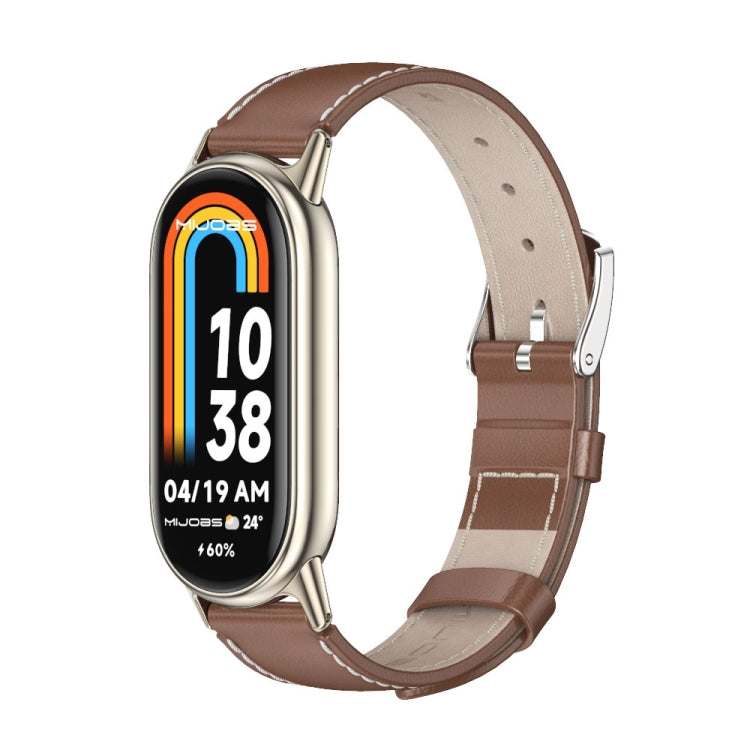 Mijobs Genuine Leather Watch Band, For Xiaomi Smart Band 11 / 10 / 9 / 8