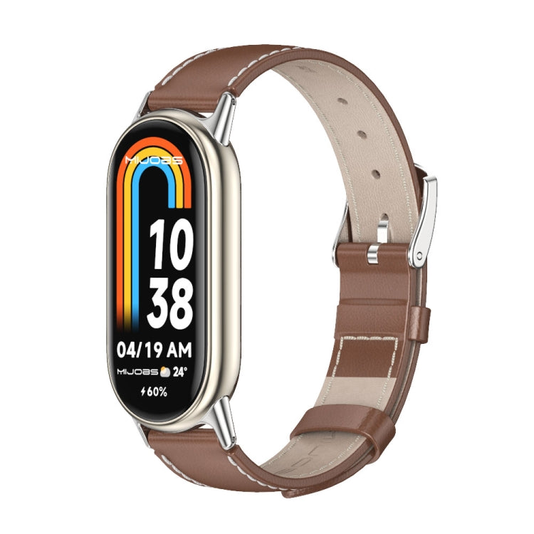 Mijobs Genuine Leather Watch Band, For Xiaomi Smart Band 11 / 10 / 9 / 8