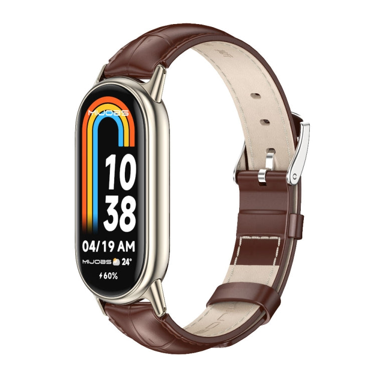 Mijobs Genuine Leather Watch Band, For Xiaomi Smart Band 11 / 10 / 9 / 8