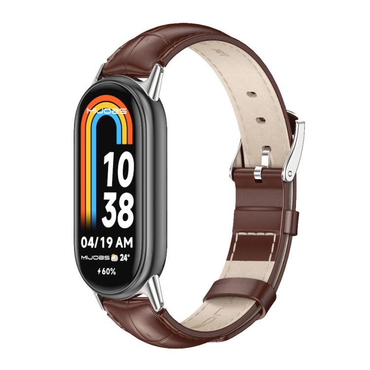 Mijobs Genuine Leather Watch Band, For Xiaomi Smart Band 11 / 10 / 9 / 8