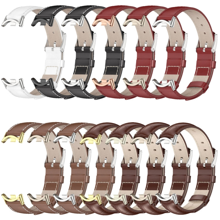 Mijobs Genuine Leather Watch Band, For Xiaomi Smart Band 11 / 10 / 9 / 8
