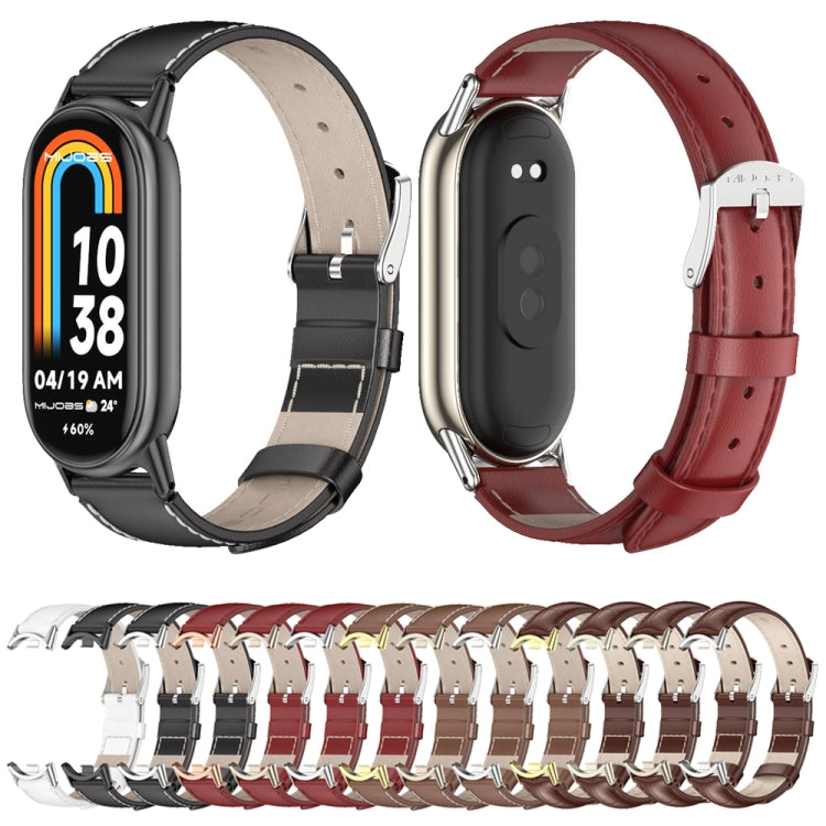 Mijobs Genuine Leather Watch Band, For Xiaomi Smart Band 11 / 10 / 9 / 8