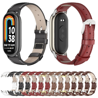 Mijobs Genuine Leather Watch Band, For Xiaomi Smart Band 11 / 10 / 9 / 8