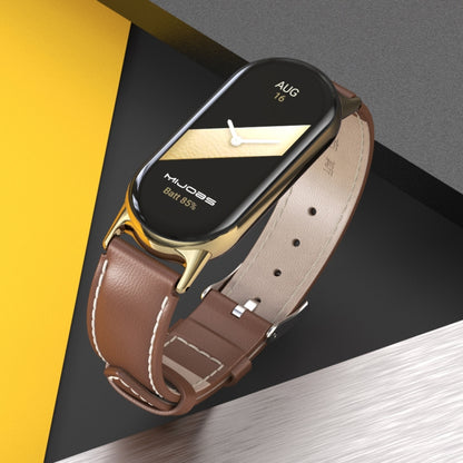 Mijobs Genuine Leather Watch Band, For Xiaomi Smart Band 11 / 10 / 9 / 8
