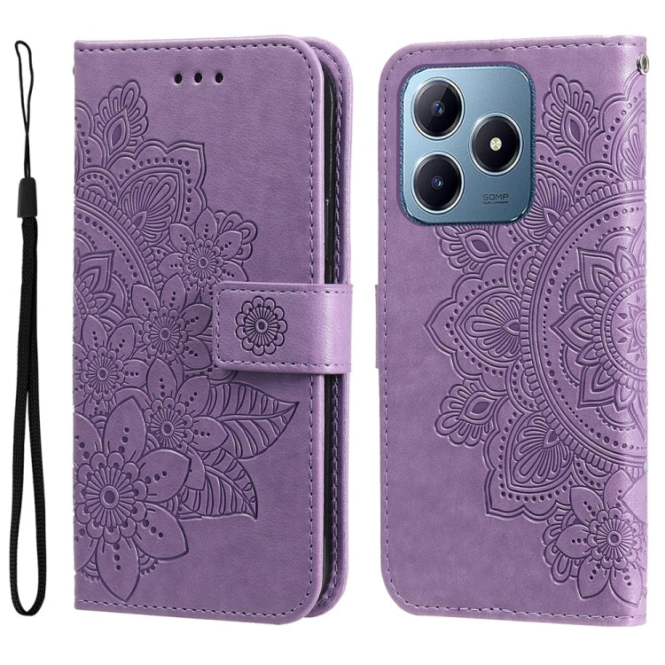 Seven-petal Flowers Embossing Leather Phone Case, For Realme 16 Pro+ 5G, For Realme 16 Pro 5G, For Realme 15x 5G India / Realme C85 5G, For Realme C85 Pro 4G, For Realme 15T 5G, For Realme Narzo 80 Lite 4G / C71 India, For Realme 15 5G / Realme 15 Pro ...