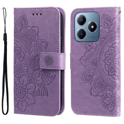 Seven-petal Flowers Embossing Leather Phone Case, For Realme 16 Pro+ 5G, For Realme 16 Pro 5G, For Realme 15x 5G India / Realme C85 5G, For Realme C85 Pro 4G, For Realme 15T 5G, For Realme Narzo 80 Lite 4G / C71 India, For Realme 15 5G / Realme 15 Pro ...