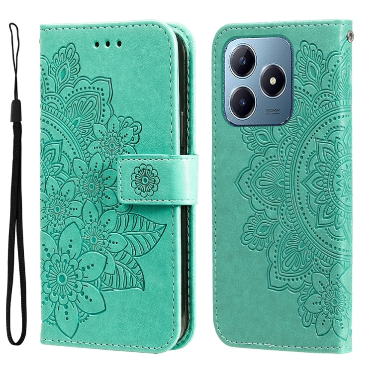 Seven-petal Flowers Embossing Leather Phone Case, For Realme 16 Pro+ 5G, For Realme 16 Pro 5G, For Realme 15x 5G India / Realme C85 5G, For Realme C85 Pro 4G, For Realme 15T 5G, For Realme Narzo 80 Lite 4G / C71 India, For Realme 15 5G / Realme 15 Pro ...