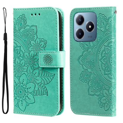 Seven-petal Flowers Embossing Leather Phone Case, For Realme 16 Pro+ 5G, For Realme 16 Pro 5G, For Realme 15x 5G India / Realme C85 5G, For Realme C85 Pro 4G, For Realme 15T 5G, For Realme Narzo 80 Lite 4G / C71 India, For Realme 15 5G / Realme 15 Pro ...