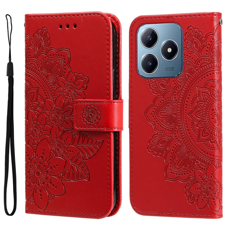 Seven-petal Flowers Embossing Leather Phone Case, For Realme 16 Pro+ 5G, For Realme 16 Pro 5G, For Realme 15x 5G India / Realme C85 5G, For Realme C85 Pro 4G, For Realme 15T 5G, For Realme Narzo 80 Lite 4G / C71 India, For Realme 15 5G / Realme 15 Pro ...