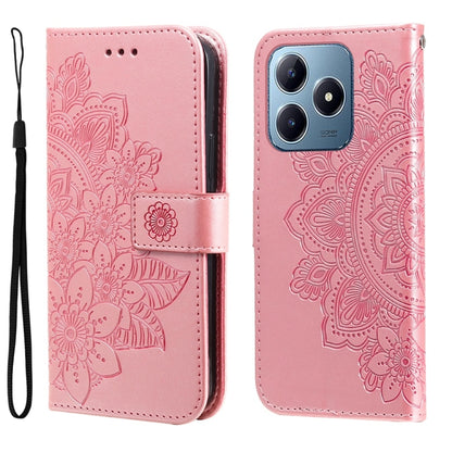 Seven-petal Flowers Embossing Leather Phone Case, For Realme 16 Pro+ 5G, For Realme 16 Pro 5G, For Realme 15x 5G India / Realme C85 5G, For Realme C85 Pro 4G, For Realme 15T 5G, For Realme Narzo 80 Lite 4G / C71 India, For Realme 15 5G / Realme 15 Pro ...
