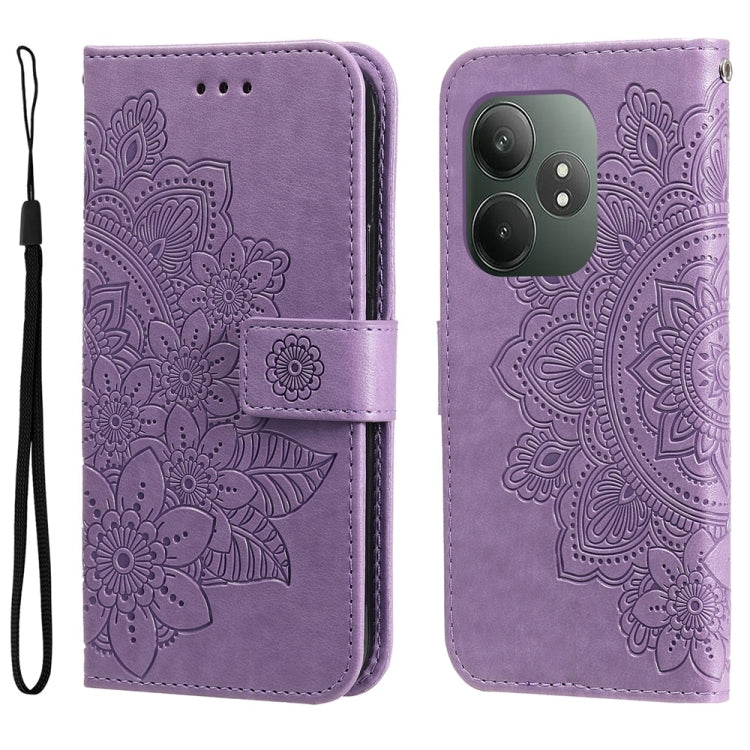 Seven-petal Flowers Embossing Leather Phone Case, For Realme 16 Pro+ 5G, For Realme 16 Pro 5G, For Realme 15x 5G India / Realme C85 5G, For Realme C85 Pro 4G, For Realme 15T 5G, For Realme Narzo 80 Lite 4G / C71 India, For Realme 15 5G / Realme 15 Pro ...