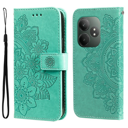 Seven-petal Flowers Embossing Leather Phone Case, For Realme 16 Pro+ 5G, For Realme 16 Pro 5G, For Realme 15x 5G India / Realme C85 5G, For Realme C85 Pro 4G, For Realme 15T 5G, For Realme Narzo 80 Lite 4G / C71 India, For Realme 15 5G / Realme 15 Pro ...