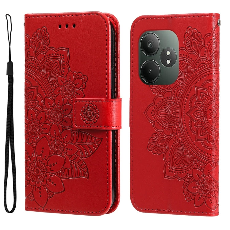 Seven-petal Flowers Embossing Leather Phone Case, For Realme 16 Pro+ 5G, For Realme 16 Pro 5G, For Realme 15x 5G India / Realme C85 5G, For Realme C85 Pro 4G, For Realme 15T 5G, For Realme Narzo 80 Lite 4G / C71 India, For Realme 15 5G / Realme 15 Pro ...