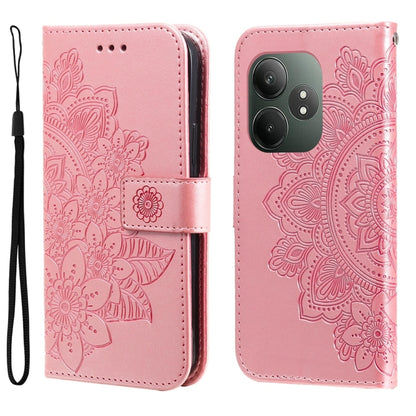 Seven-petal Flowers Embossing Leather Phone Case, For Realme 16 Pro+ 5G, For Realme 16 Pro 5G, For Realme 15x 5G India / Realme C85 5G, For Realme C85 Pro 4G, For Realme 15T 5G, For Realme Narzo 80 Lite 4G / C71 India, For Realme 15 5G / Realme 15 Pro ...
