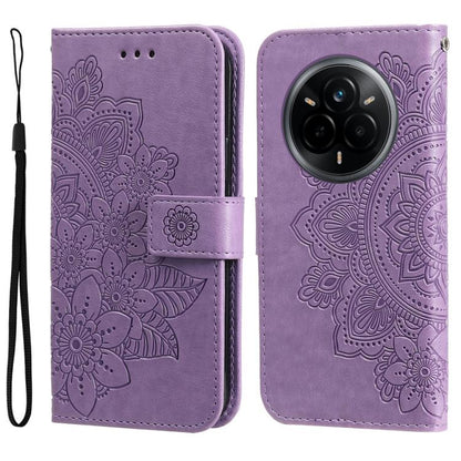 Seven-petal Flowers Embossing Leather Phone Case, For Realme 16 Pro+ 5G, For Realme 16 Pro 5G, For Realme 15x 5G India / Realme C85 5G, For Realme C85 Pro 4G, For Realme 15T 5G, For Realme Narzo 80 Lite 4G / C71 India, For Realme 15 5G / Realme 15 Pro ...