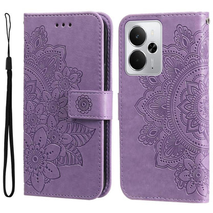 Seven-petal Flowers Embossing Leather Phone Case, For Realme 16 Pro+ 5G, For Realme 16 Pro 5G, For Realme 15x 5G India / Realme C85 5G, For Realme C85 Pro 4G, For Realme 15T 5G, For Realme Narzo 80 Lite 4G / C71 India, For Realme 15 5G / Realme 15 Pro ...