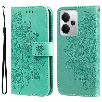 Seven-petal Flowers Embossing Leather Phone Case, For Realme 16 Pro+ 5G, For Realme 16 Pro 5G, For Realme 15x 5G India / Realme C85 5G, For Realme C85 Pro 4G, For Realme 15T 5G, For Realme Narzo 80 Lite 4G / C71 India, For Realme 15 5G / Realme 15 Pro ...