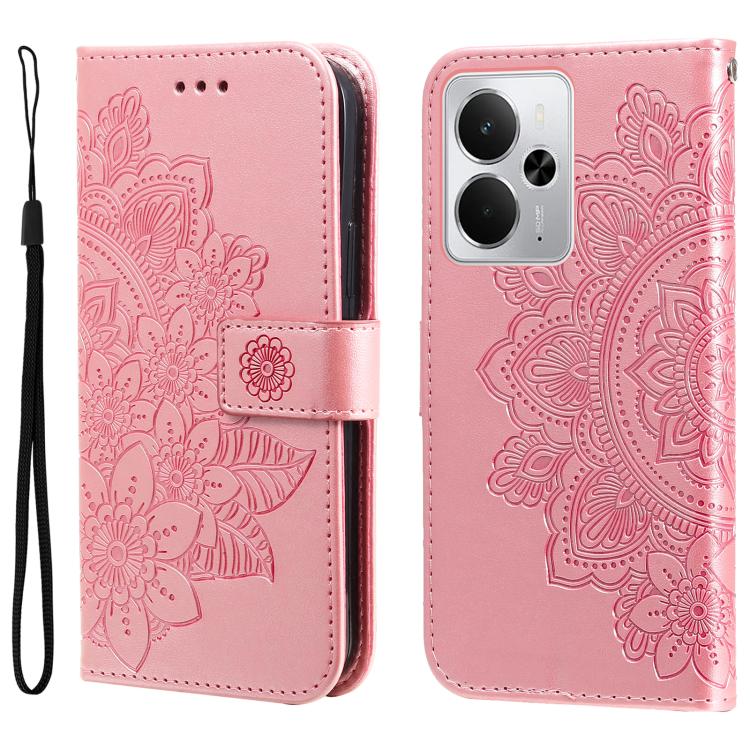 Seven-petal Flowers Embossing Leather Phone Case, For Realme 16 Pro+ 5G, For Realme 16 Pro 5G, For Realme 15x 5G India / Realme C85 5G, For Realme C85 Pro 4G, For Realme 15T 5G, For Realme Narzo 80 Lite 4G / C71 India, For Realme 15 5G / Realme 15 Pro ...