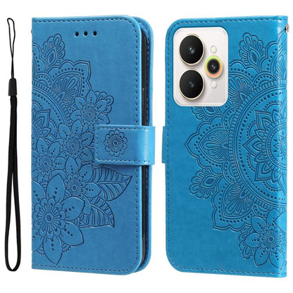 Seven-petal Flowers Embossing Leather Phone Case, For Realme 16 Pro+ 5G, For Realme 16 Pro 5G, For Realme 15x 5G India / Realme C85 5G, For Realme C85 Pro 4G, For Realme 15T 5G, For Realme Narzo 80 Lite 4G / C71 India, For Realme 15 5G / Realme 15 Pro ...