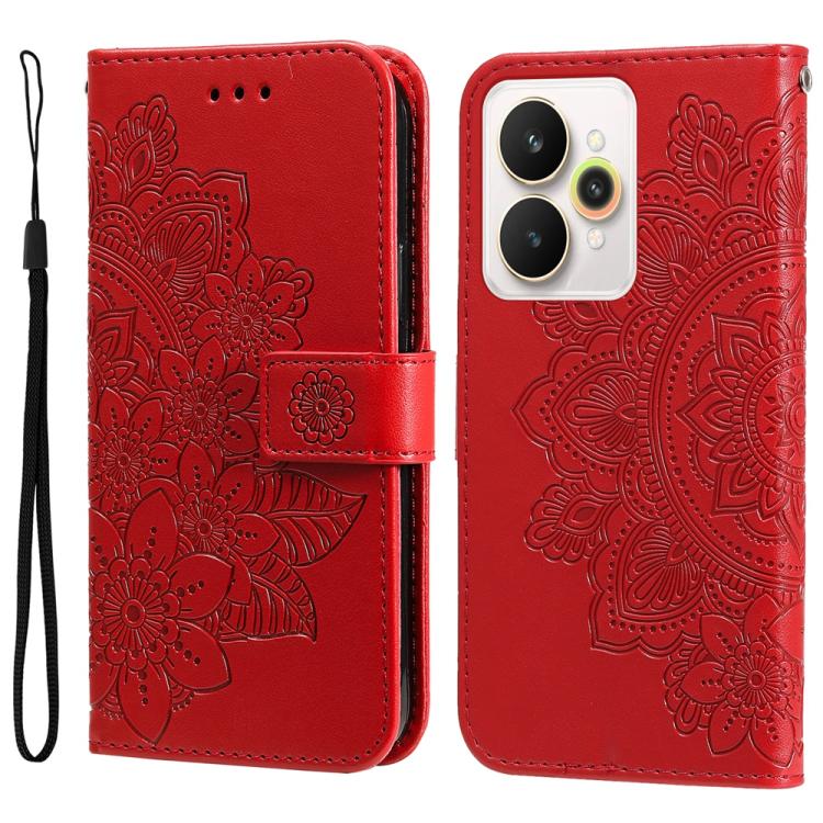 Seven-petal Flowers Embossing Leather Phone Case, For Realme 16 Pro+ 5G, For Realme 16 Pro 5G, For Realme 15x 5G India / Realme C85 5G, For Realme C85 Pro 4G, For Realme 15T 5G, For Realme Narzo 80 Lite 4G / C71 India, For Realme 15 5G / Realme 15 Pro ...