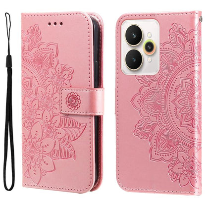 Seven-petal Flowers Embossing Leather Phone Case, For Realme 16 Pro+ 5G, For Realme 16 Pro 5G, For Realme 15x 5G India / Realme C85 5G, For Realme C85 Pro 4G, For Realme 15T 5G, For Realme Narzo 80 Lite 4G / C71 India, For Realme 15 5G / Realme 15 Pro ...