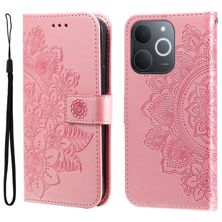 Seven-petal Flowers Embossing Leather Phone Case, For Realme 16 Pro+ 5G, For Realme 16 Pro 5G, For Realme 15x 5G India / Realme C85 5G, For Realme C85 Pro 4G, For Realme 15T 5G, For Realme Narzo 80 Lite 4G / C71 India, For Realme 15 5G / Realme 15 Pro ...