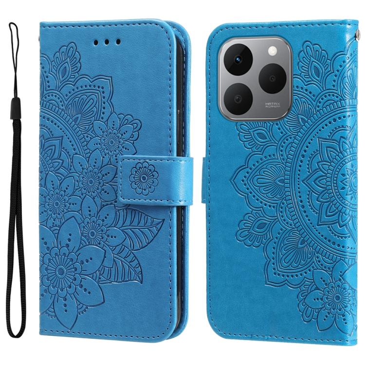 Seven-petal Flowers Embossing Leather Phone Case, For Realme 16 Pro+ 5G, For Realme 16 Pro 5G, For Realme 15x 5G India / Realme C85 5G, For Realme C85 Pro 4G, For Realme 15T 5G, For Realme Narzo 80 Lite 4G / C71 India, For Realme 15 5G / Realme 15 Pro ...