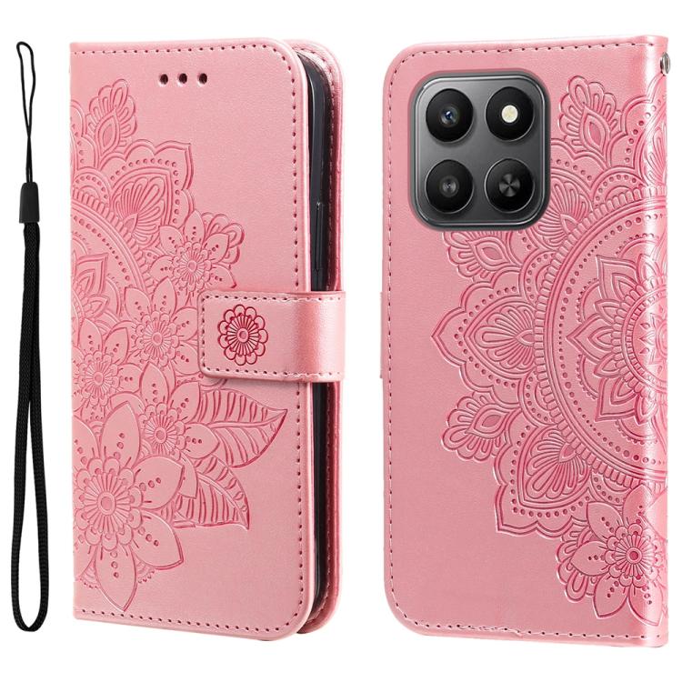 Seven-petal Flowers Embossing Leather Phone Case, For Realme 16 Pro+ 5G, For Realme 16 Pro 5G, For Realme 15x 5G India / Realme C85 5G, For Realme C85 Pro 4G, For Realme 15T 5G, For Realme Narzo 80 Lite 4G / C71 India, For Realme 15 5G / Realme 15 Pro ...