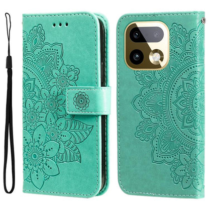 Seven-petal Flowers Embossing Leather Phone Case, For Realme 16 Pro+ 5G, For Realme 16 Pro 5G, For Realme 15x 5G India / Realme C85 5G, For Realme C85 Pro 4G, For Realme 15T 5G, For Realme Narzo 80 Lite 4G / C71 India, For Realme 15 5G / Realme 15 Pro ...