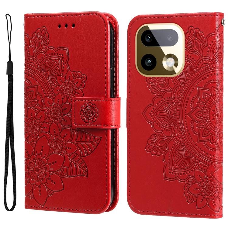 Seven-petal Flowers Embossing Leather Phone Case, For Realme 16 Pro+ 5G, For Realme 16 Pro 5G, For Realme 15x 5G India / Realme C85 5G, For Realme C85 Pro 4G, For Realme 15T 5G, For Realme Narzo 80 Lite 4G / C71 India, For Realme 15 5G / Realme 15 Pro ...