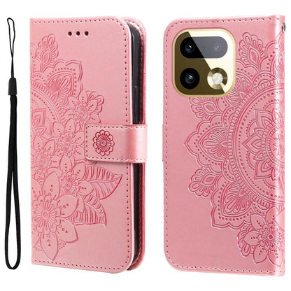 Seven-petal Flowers Embossing Leather Phone Case, For Realme 16 Pro+ 5G, For Realme 16 Pro 5G, For Realme 15x 5G India / Realme C85 5G, For Realme C85 Pro 4G, For Realme 15T 5G, For Realme Narzo 80 Lite 4G / C71 India, For Realme 15 5G / Realme 15 Pro ...
