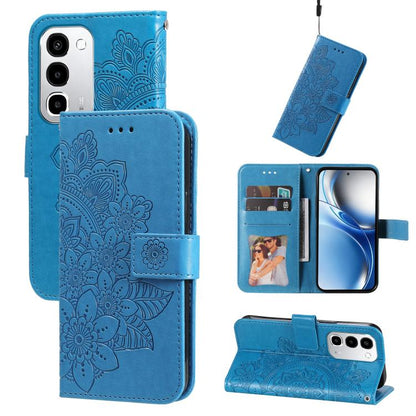 Seven-petal Flowers Embossing Leather Phone Case, For Realme P4R 5G / P4x 4G / C100 4G / C100i, For Realme 16 Pro+ 5G, For Realme 16 Pro 5G, For Realme P4x 5G, For Realme 15x 5G India / Realme C85 5G, For Realme C85 Pro 4G, For Realme 15T 5G           ...