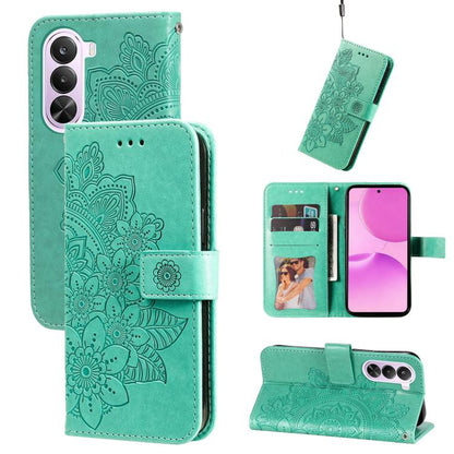 Seven-petal Flowers Embossing Leather Phone Case, For Realme P4R 5G / P4x 4G / C100 4G / C100i, For Realme 16 Pro+ 5G, For Realme 16 Pro 5G, For Realme P4x 5G, For Realme 15x 5G India / Realme C85 5G, For Realme C85 Pro 4G, For Realme 15T 5G           ...
