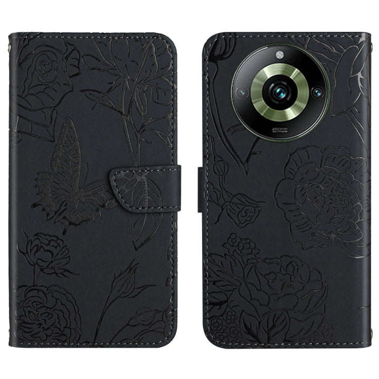 HT03 Skin Feel Butterfly Embossed Flip Leather Phone Case, For Realme 11 4G Global, For Realme 11 Pro