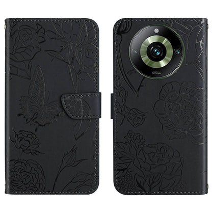 HT03 Skin Feel Butterfly Embossed Flip Leather Phone Case, For Realme 11 4G Global, For Realme 11 Pro