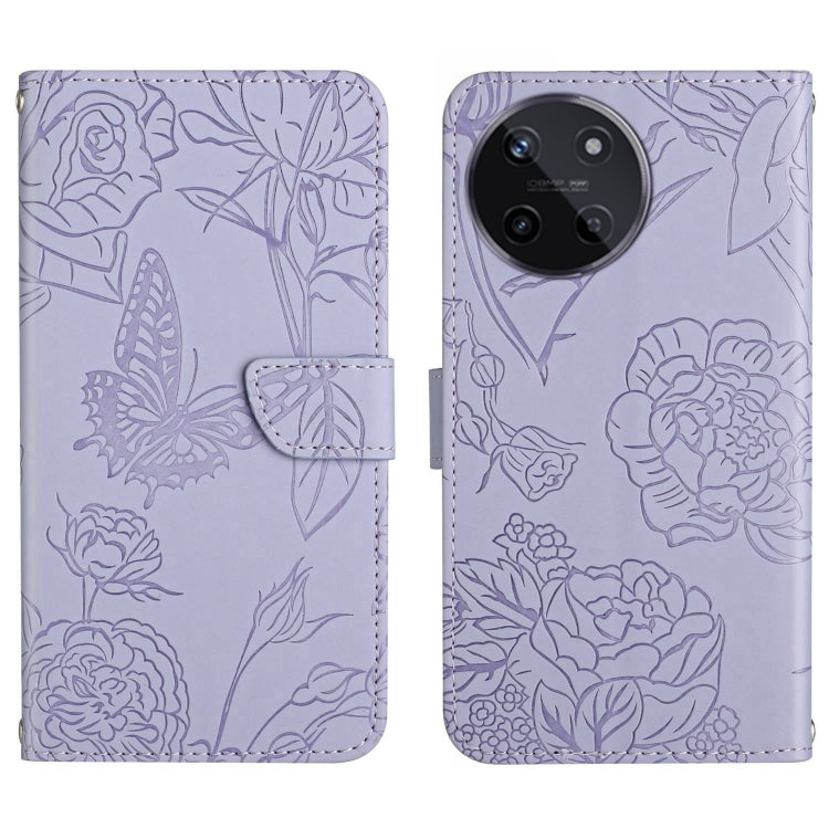 HT03 Skin Feel Butterfly Embossed Flip Leather Phone Case, For Realme 11 4G Global, For Realme 11 Pro