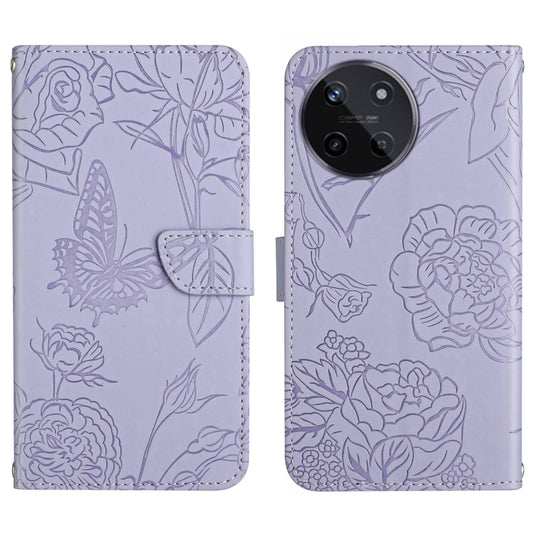 HT03 Skin Feel Butterfly Embossed Flip Leather Phone Case, For Realme 11 4G Global, For Realme 11 Pro