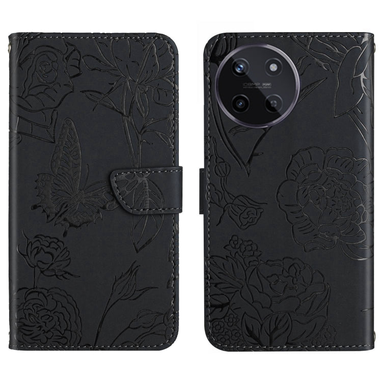 HT03 Skin Feel Butterfly Embossed Flip Leather Phone Case, For Realme 11 4G Global, For Realme 11 Pro