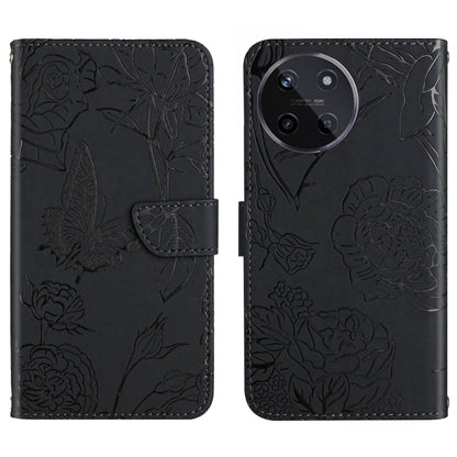 HT03 Skin Feel Butterfly Embossed Flip Leather Phone Case, For Realme 11 4G Global, For Realme 11 Pro